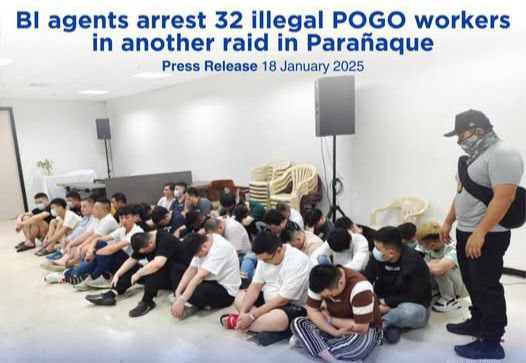 **BI在帕拉纳克的突袭行动中逮捕了32名非法POGO工人**